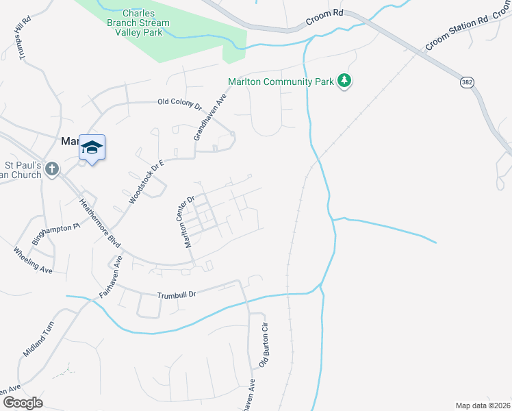 map of restaurants, bars, coffee shops, grocery stores, and more near 12908 Ricker Road in Upper Marlboro