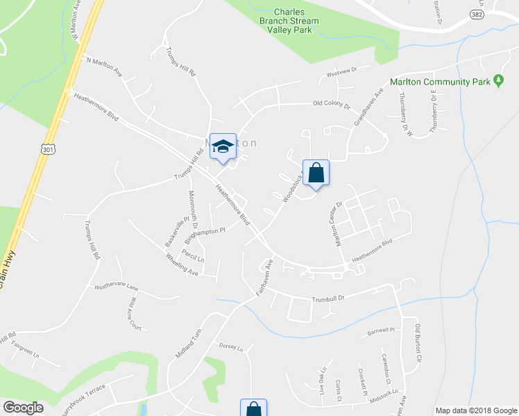 map of restaurants, bars, coffee shops, grocery stores, and more near 12605 Monarch Ct in Upper Marlboro