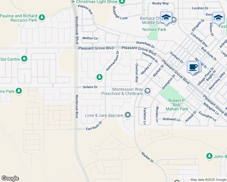 map of restaurants, bars, coffee shops, grocery stores, and more near 4384 Hydra Circle in Roseville