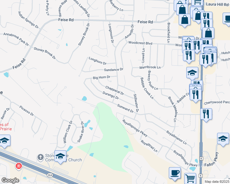 map of restaurants, bars, coffee shops, grocery stores, and more near 2603 Amarillo Drive in O'Fallon