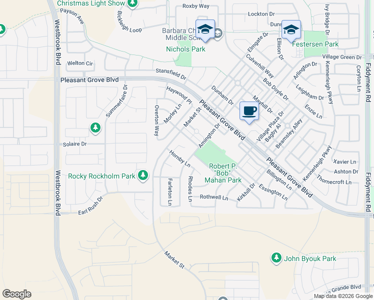 map of restaurants, bars, coffee shops, grocery stores, and more near 364 Kirkton Court in Roseville