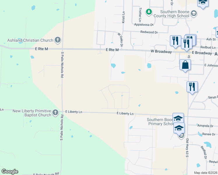 map of restaurants, bars, coffee shops, grocery stores, and more near 15175 General Drive in Ashland