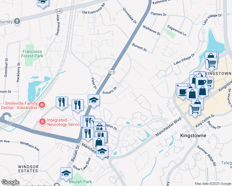map of restaurants, bars, coffee shops, grocery stores, and more near 6200 Sage Drive in Alexandria