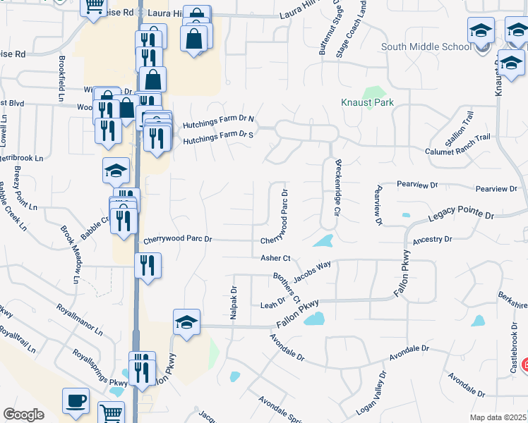 map of restaurants, bars, coffee shops, grocery stores, and more near 229 Sassafras Parc Drive in O'Fallon