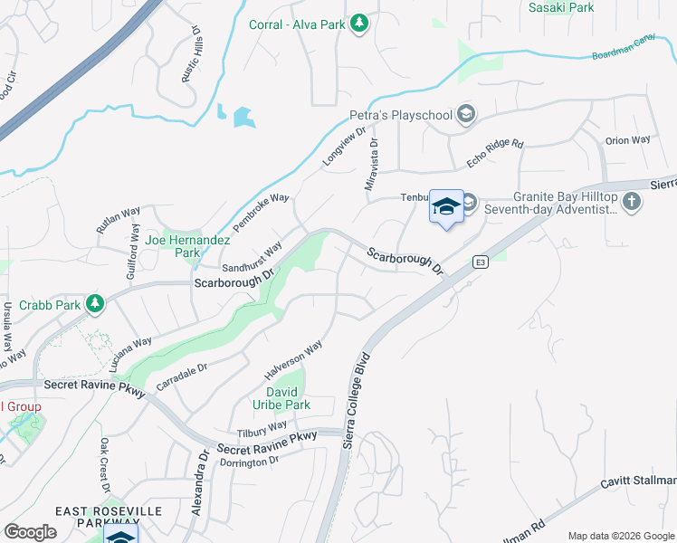 map of restaurants, bars, coffee shops, grocery stores, and more near 6916 Fordham Court in Rocklin