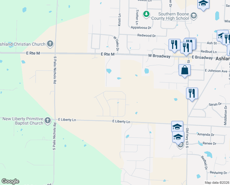 map of restaurants, bars, coffee shops, grocery stores, and more near 804 West Broadway in Ashland