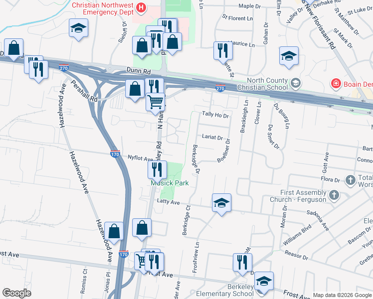 map of restaurants, bars, coffee shops, grocery stores, and more near 8507 Latty Ave in Hazelwood