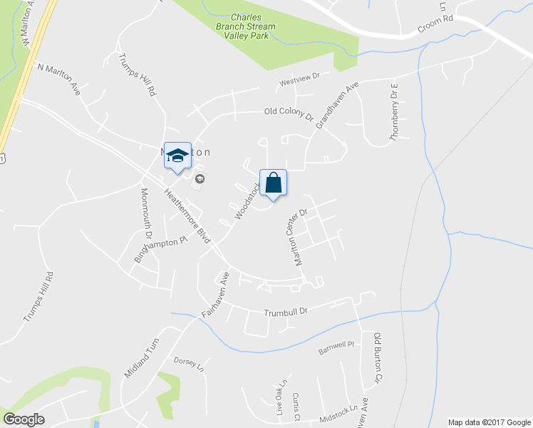 map of restaurants, bars, coffee shops, grocery stores, and more near 12713 Town Center Way in Upper Marlboro