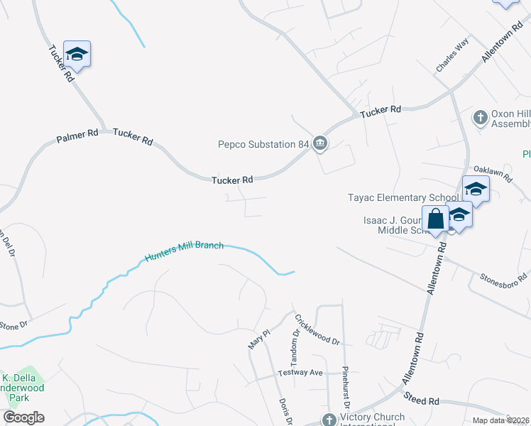 map of restaurants, bars, coffee shops, grocery stores, and more near 2706 Rizdon Avenue in Fort Washington