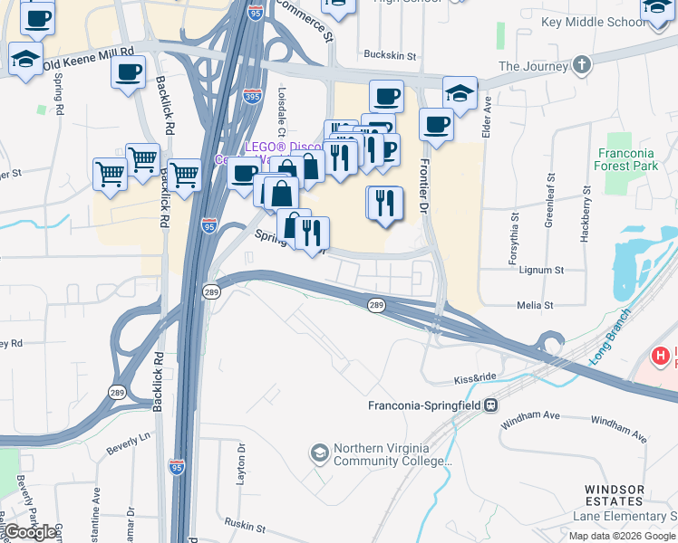 map of restaurants, bars, coffee shops, grocery stores, and more near 6802 Junction Boulevard in Springfield