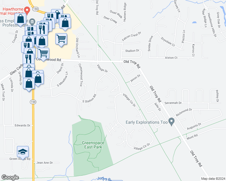 map of restaurants, bars, coffee shops, grocery stores, and more near 35 Heritage Place in Glen Carbon