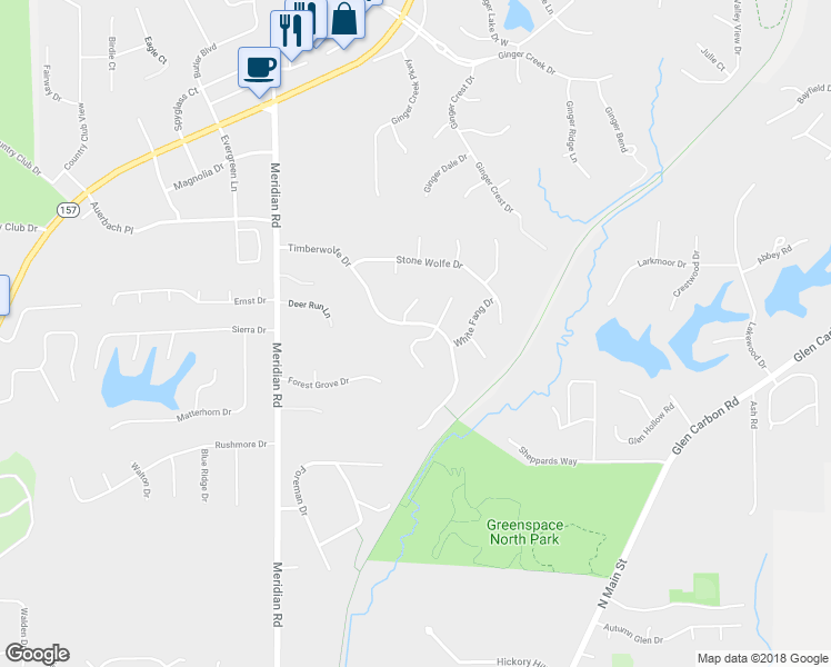 map of restaurants, bars, coffee shops, grocery stores, and more near 29 Wolfe Creek Court in Glen Carbon
