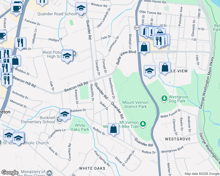 map of restaurants, bars, coffee shops, grocery stores, and more near 101 Independence Avenue Southeast in Washington