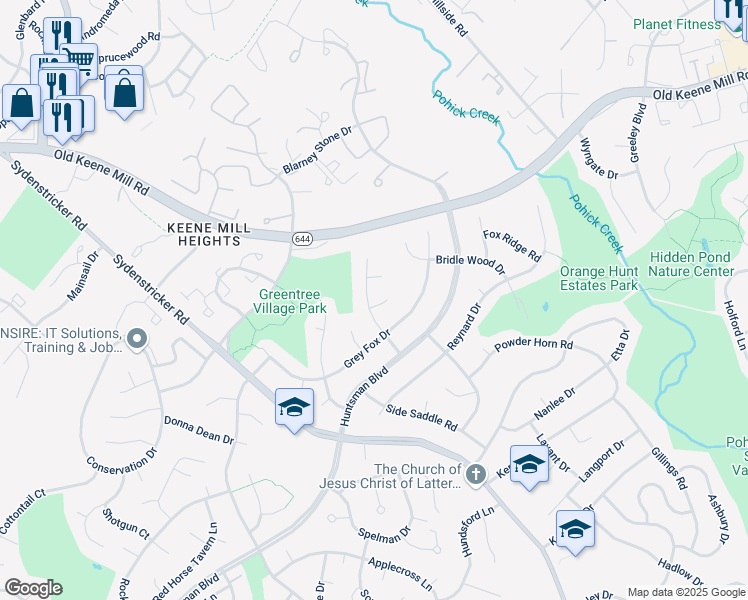 map of restaurants, bars, coffee shops, grocery stores, and more near 8806 Terry Lynn Court in Springfield