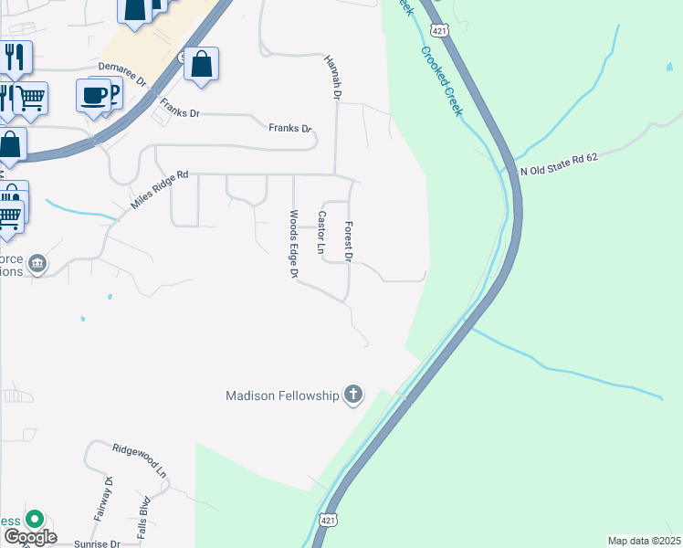 map of restaurants, bars, coffee shops, grocery stores, and more near 2437 Forest Drive in Madison