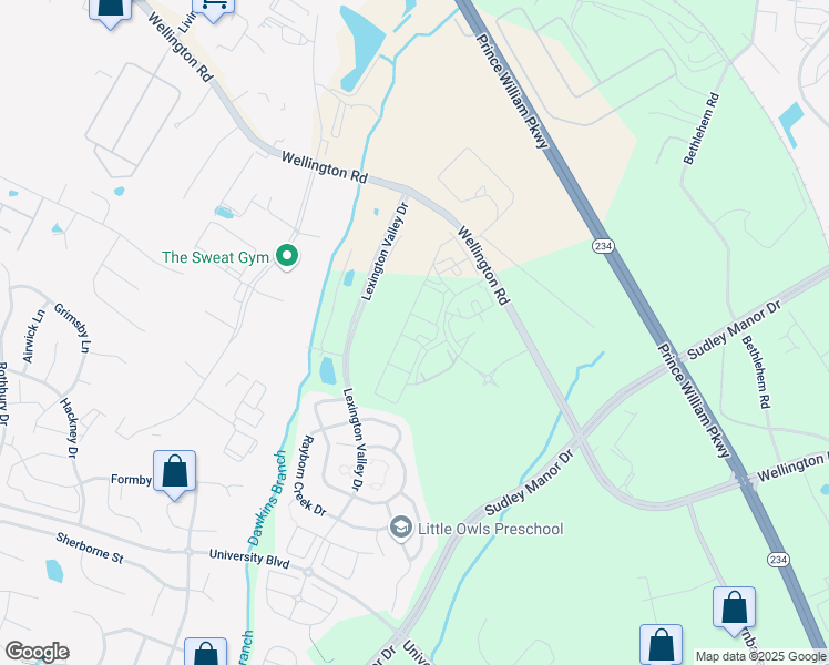 map of restaurants, bars, coffee shops, grocery stores, and more near 11800 Laurestine Way in Manassas