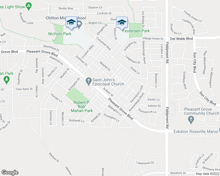 map of restaurants, bars, coffee shops, grocery stores, and more near 3049 Parkham Drive in Roseville