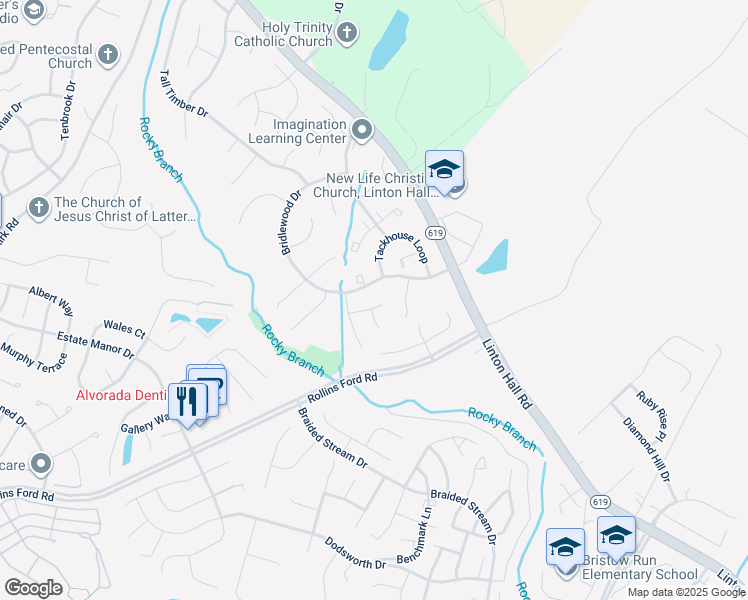 map of restaurants, bars, coffee shops, grocery stores, and more near 13848 Percheron Trail in Gainesville