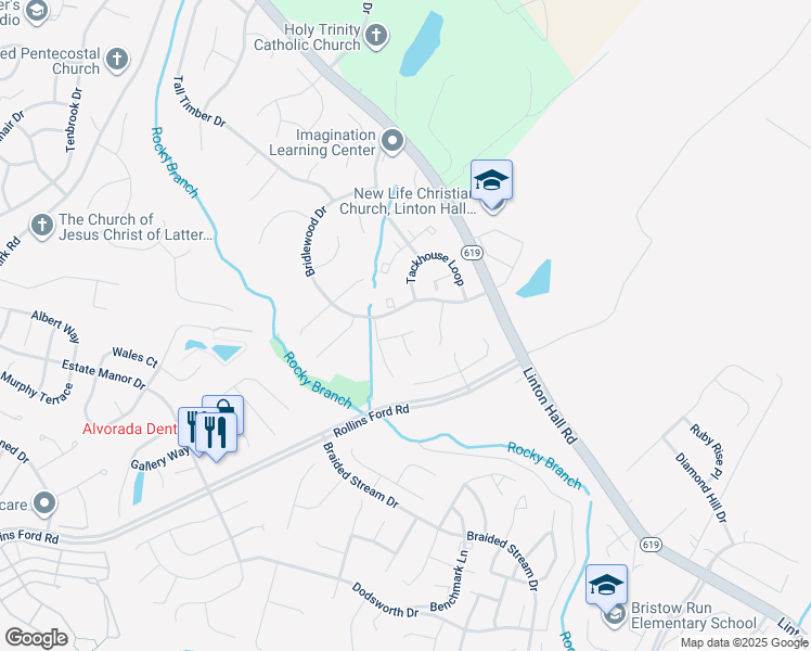 map of restaurants, bars, coffee shops, grocery stores, and more near 13848 Percheron Trail in Gainesville