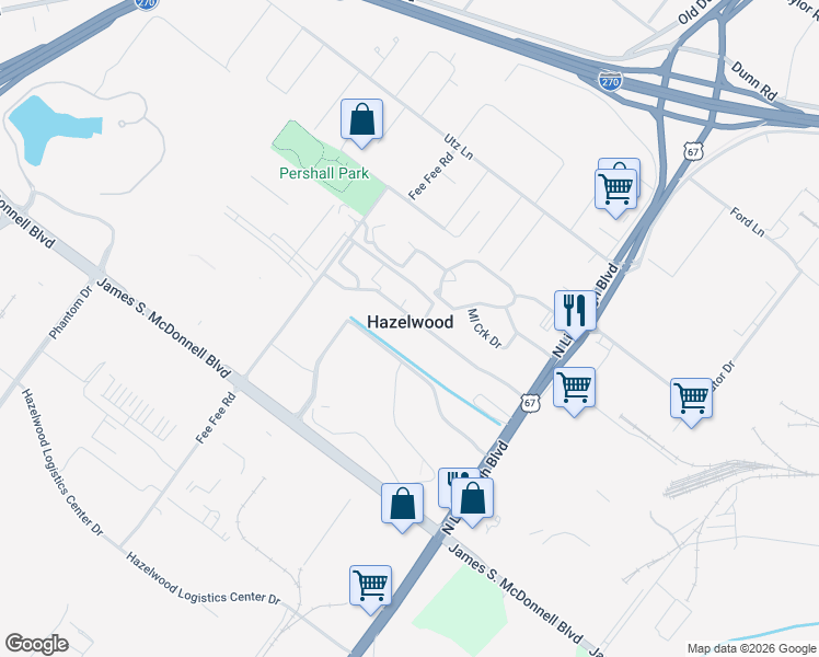 map of restaurants, bars, coffee shops, grocery stores, and more near 328 Chapel Ridge Drive in Hazelwood