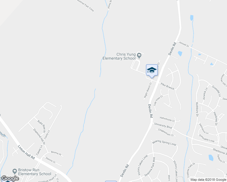 map of restaurants, bars, coffee shops, grocery stores, and more near 8008 Devlin Road in Bristow
