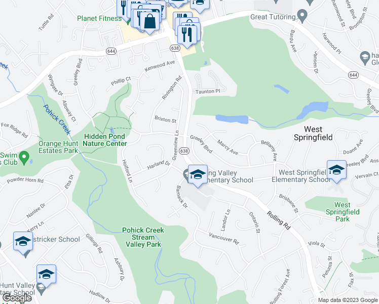 map of restaurants, bars, coffee shops, grocery stores, and more near 8231 Smithfield Avenue in West Springfield