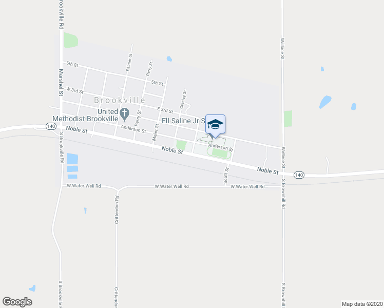 map of restaurants, bars, coffee shops, grocery stores, and more near Noble Street in Brookville