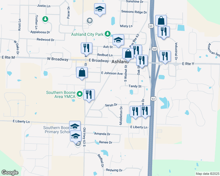 map of restaurants, bars, coffee shops, grocery stores, and more near 406 Henry Clay Boulevard in Ashland