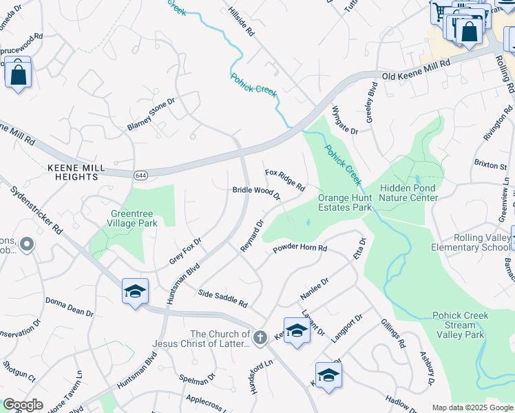 map of restaurants, bars, coffee shops, grocery stores, and more near 8704 Lynn Susan Court in Springfield