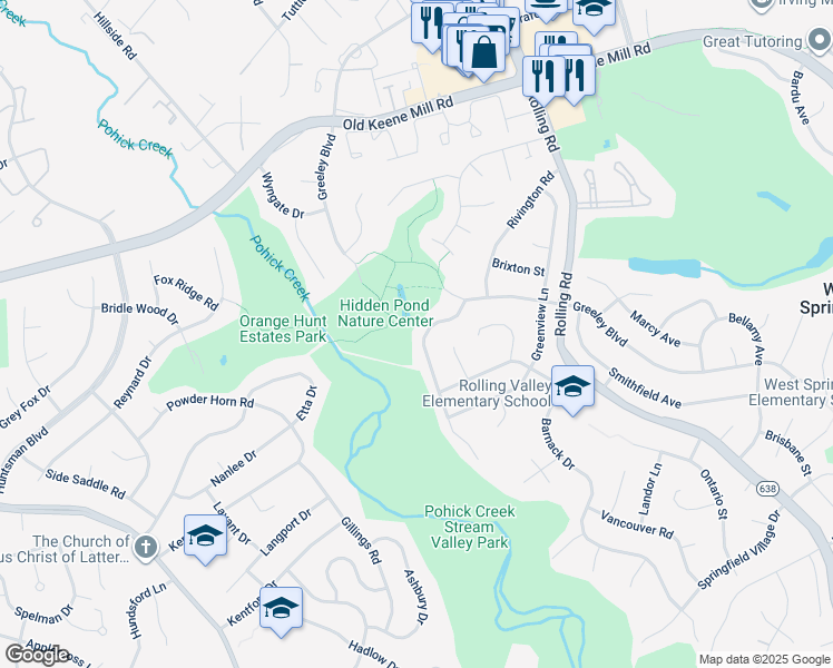 map of restaurants, bars, coffee shops, grocery stores, and more near 6614 Holford Lane in West Springfield