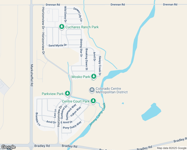 map of restaurants, bars, coffee shops, grocery stores, and more near 9444 Hazy Morning Drive in Colorado Springs