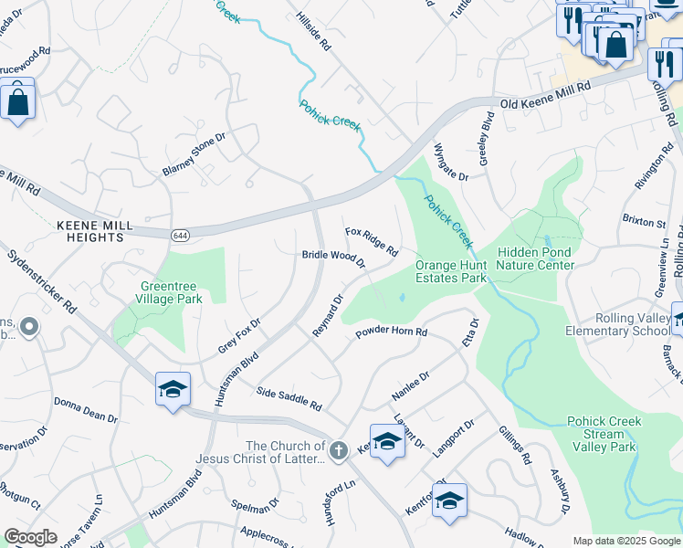 map of restaurants, bars, coffee shops, grocery stores, and more near 8702 Lynn Susan Court in Springfield