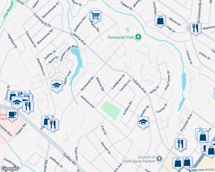 map of restaurants, bars, coffee shops, grocery stores, and more near 9173 Firethorn Court in Manassas
