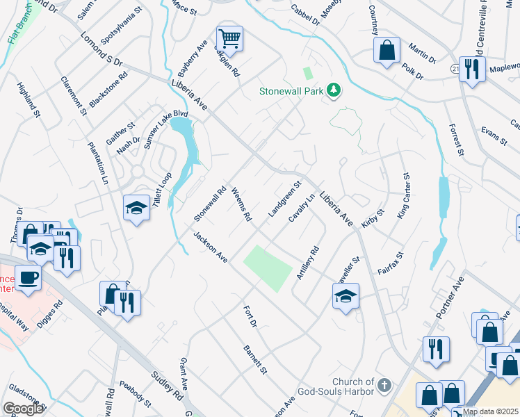 map of restaurants, bars, coffee shops, grocery stores, and more near 9173 Firethorn Court in Manassas