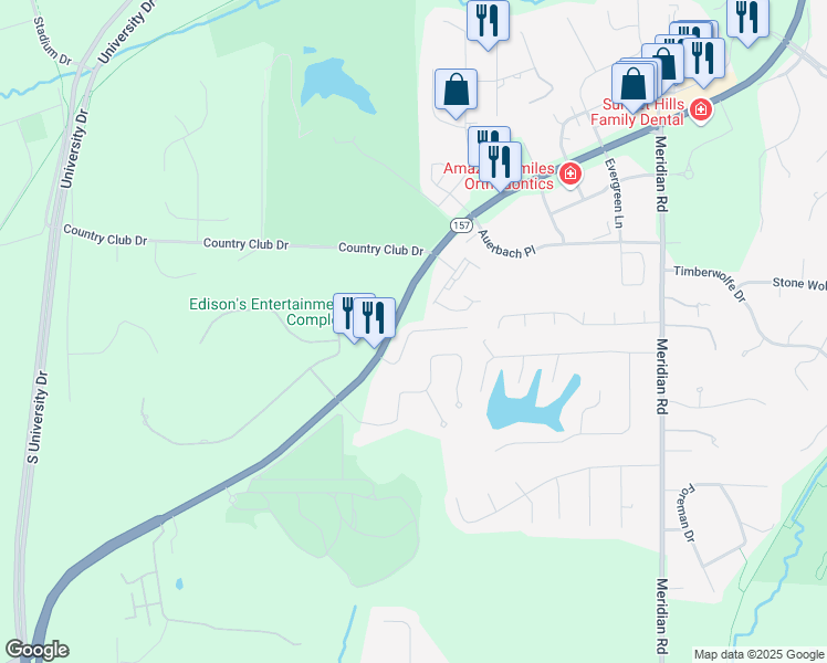 map of restaurants, bars, coffee shops, grocery stores, and more near 1 Country Maples Drive in Glen Carbon