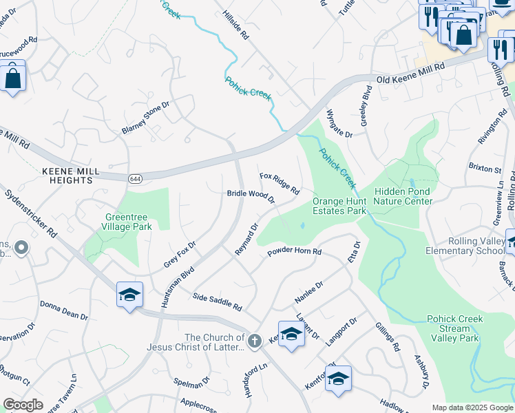 map of restaurants, bars, coffee shops, grocery stores, and more near 8702 Lynn Susan Court in Springfield