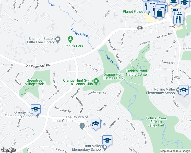 map of restaurants, bars, coffee shops, grocery stores, and more near 6627 Reynard Drive in Springfield