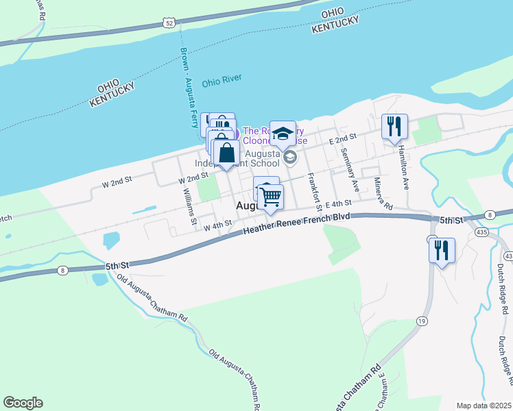 map of restaurants, bars, coffee shops, grocery stores, and more near in Augusta