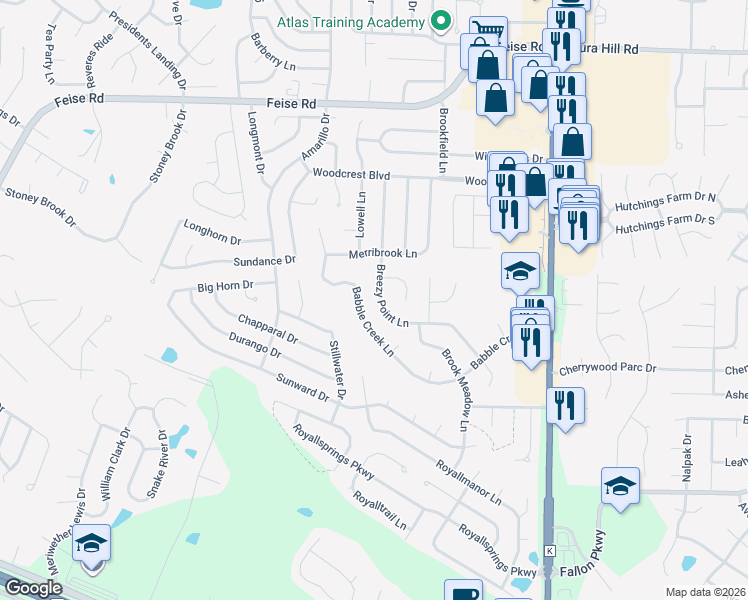 map of restaurants, bars, coffee shops, grocery stores, and more near 2614 Babble Creek Lane in O'Fallon