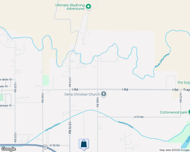 map of restaurants, bars, coffee shops, grocery stores, and more near 801-871 1600 Road in Delta
