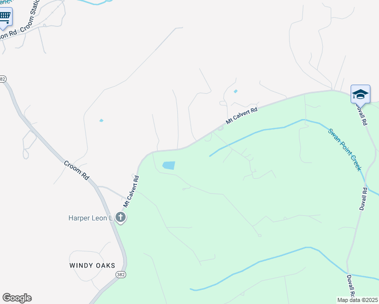 map of restaurants, bars, coffee shops, grocery stores, and more near 14711 Mount Calvert Road in Upper Marlboro