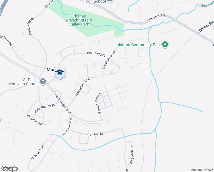 map of restaurants, bars, coffee shops, grocery stores, and more near 8600 Great Gorge Way in Upper Marlboro