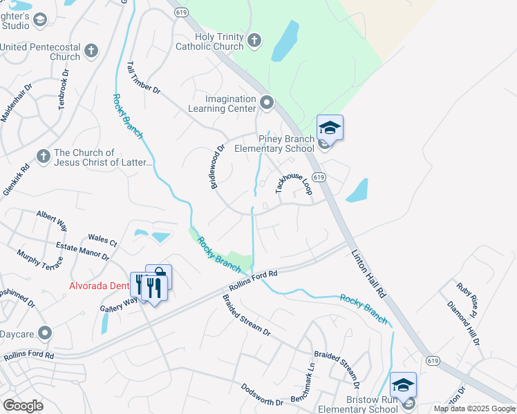 map of restaurants, bars, coffee shops, grocery stores, and more near 13569 Gelding Place in Gainesville