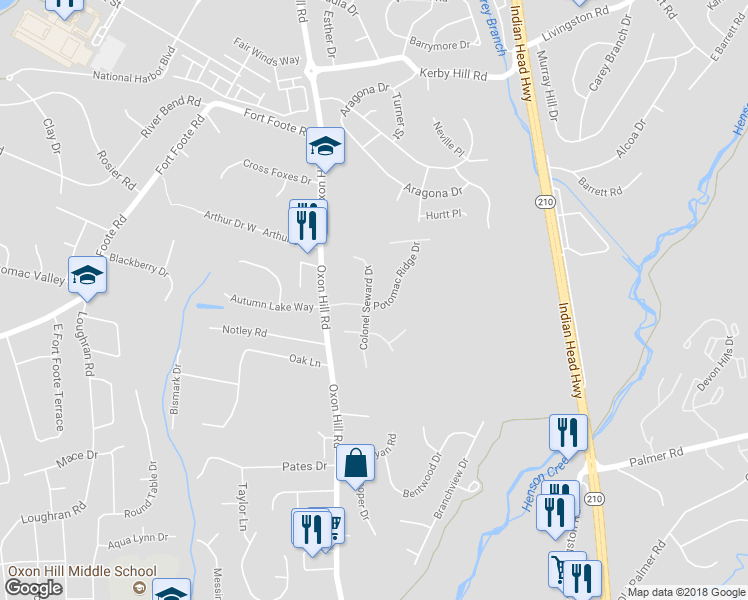 map of restaurants, bars, coffee shops, grocery stores, and more near 8518 Colonel Seward Dr in Fort Washington