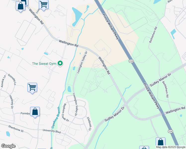 map of restaurants, bars, coffee shops, grocery stores, and more near 11775 Boltonia Drive in Manassas