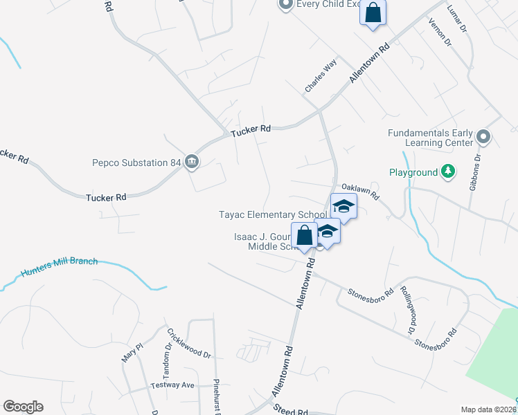 map of restaurants, bars, coffee shops, grocery stores, and more near 8509 Rose Marie Drive in Fort Washington