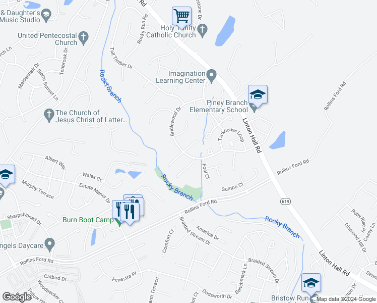 map of restaurants, bars, coffee shops, grocery stores, and more near 8531 Preakness Place in Gainesville