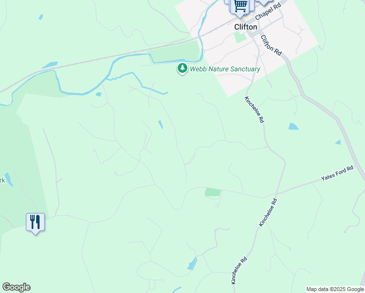 map of restaurants, bars, coffee shops, grocery stores, and more near 7555 Dunquin Court in Clifton