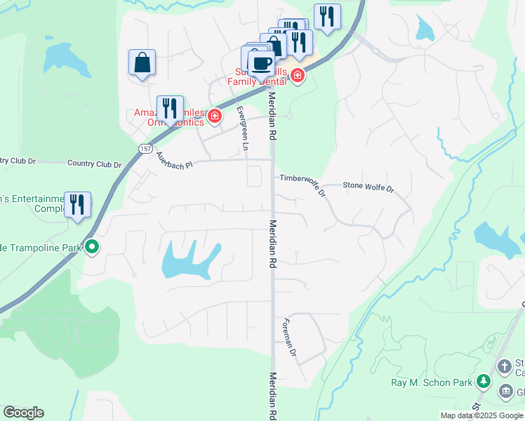 map of restaurants, bars, coffee shops, grocery stores, and more near 10 Ernst Drive in Glen Carbon