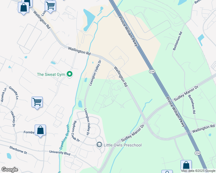 map of restaurants, bars, coffee shops, grocery stores, and more near 11775 Boltonia Drive in Manassas